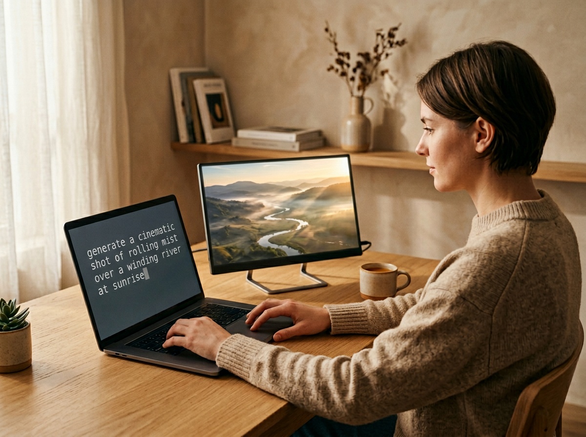 Interfície de l'editor de ShortGenius mostrant un camp de prompt, esquema d'escenes generades i previsualització d'un actor d'IA