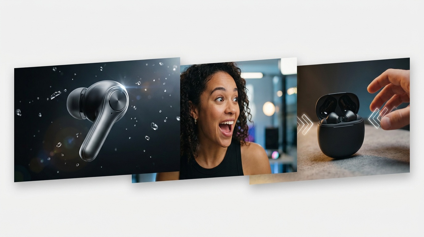 Graella d'imatges fixes de vídeo vertical mostrant fotogrames d'obertura amb ganxo primer, subtítols animats i B-roll impactant