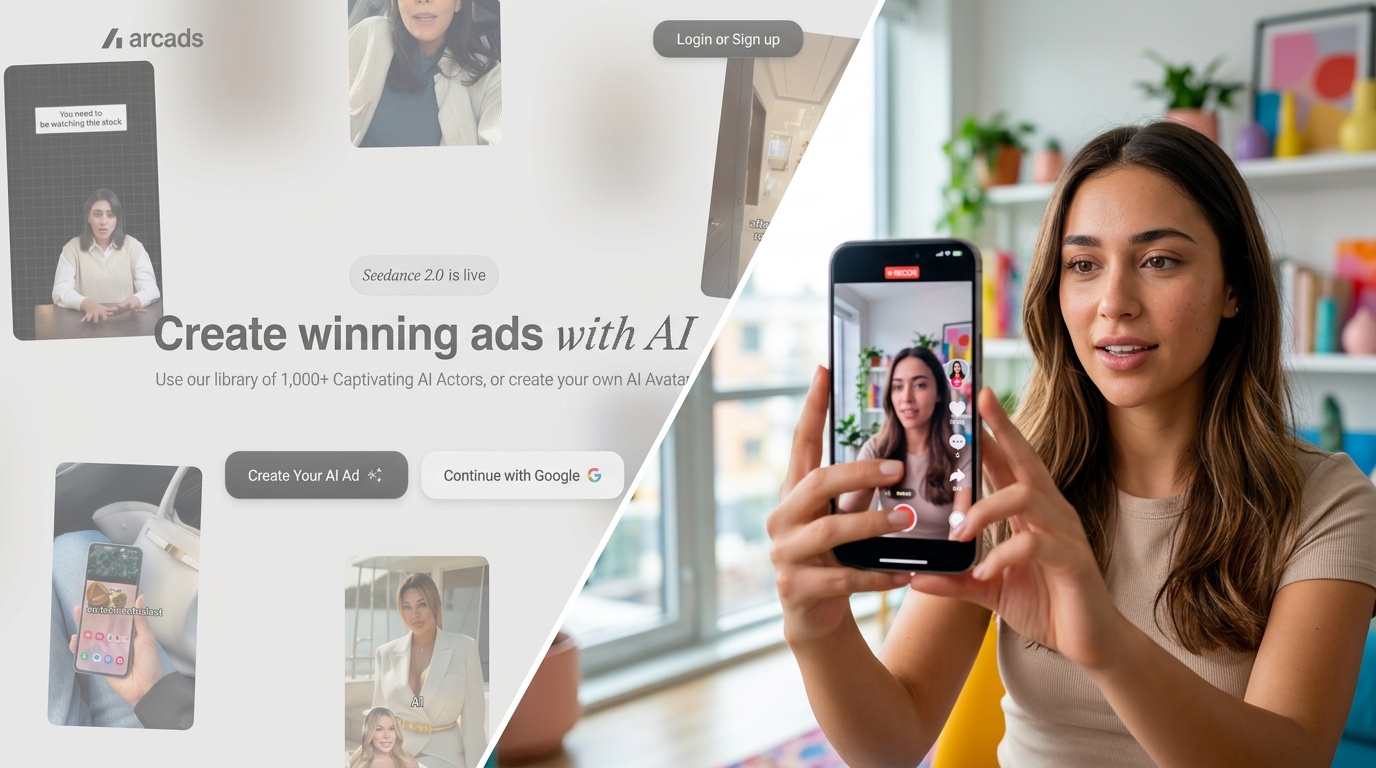 Vista editorial cara a cara: un petit roster d'actors estilo Arcads a l'esquerra, una graella molt més àmplia d'actors de ShortGenius a la dreta